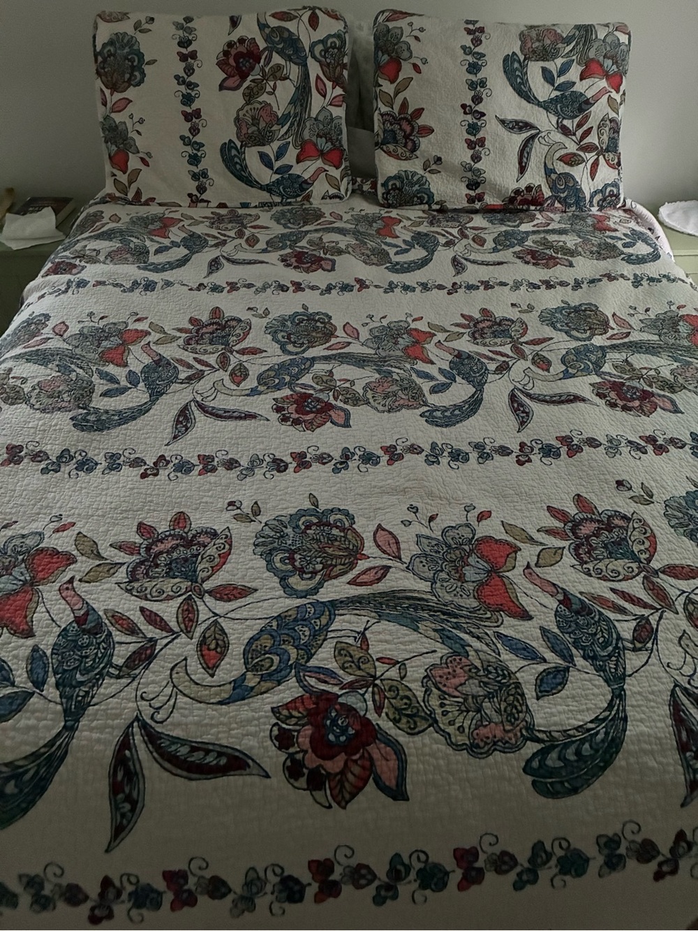 Cynthia Rowley Floral Peacock Full Size Quilt Set 3pc Reversible Cotton